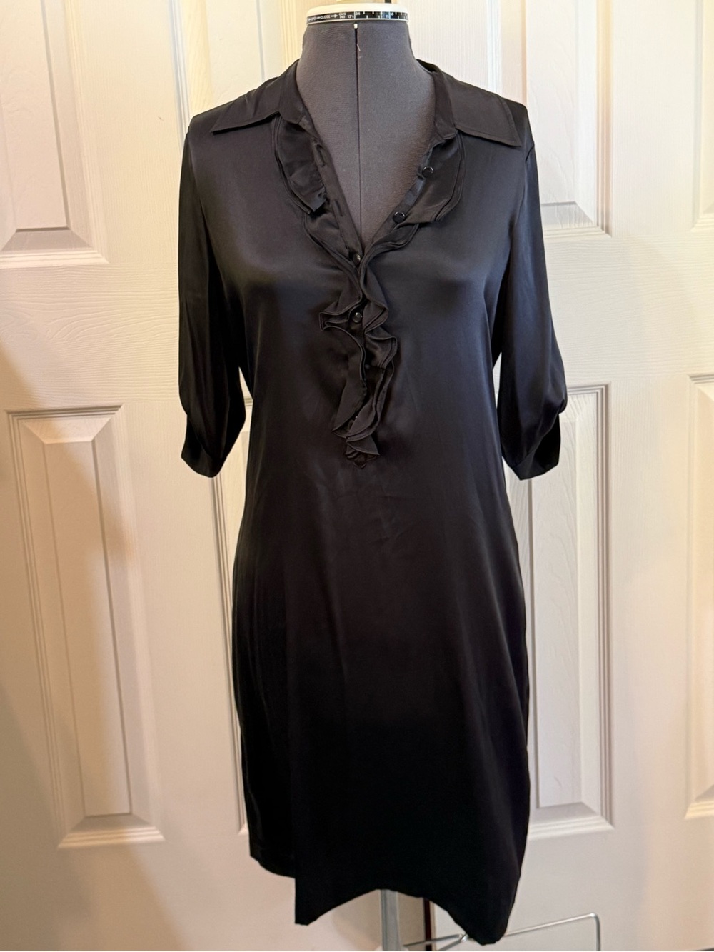 Express Black Ruffle-Front Midi Dress
